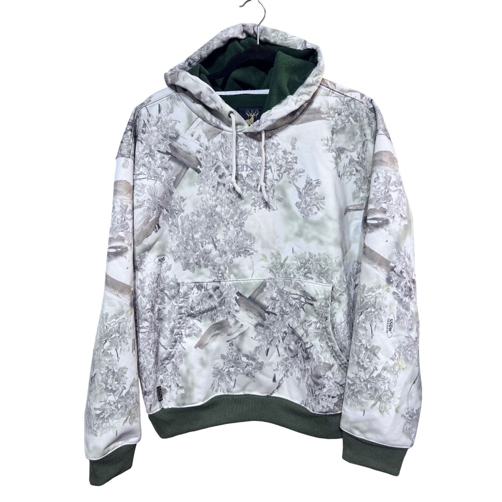 King's Outdoor World Hoodie Mens M Regular Snow Camo Fleece Hunting Pullover
